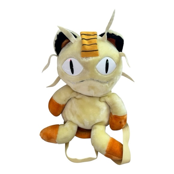 VTG ‘90s Rare Nintendo Official Pokémon Meowth Plush Zipper Backpack - Picture 1 of 7